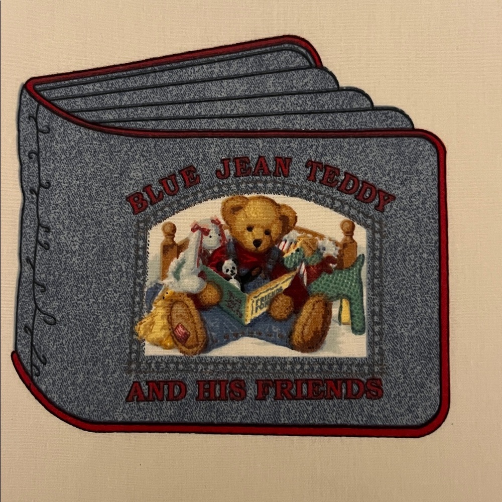 Fabric Panel: Daisy Kingdom Blue Jean Teddy Soft Book